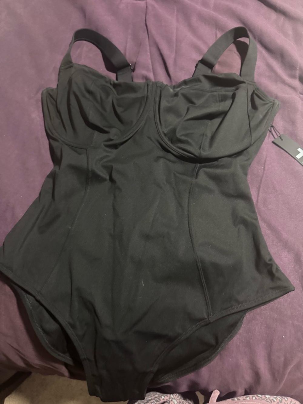 Black One-Piece Bodysuit Swimsuit